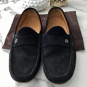 GUCCI Black Suede GG Driving Shoes- 9G (US9.5).